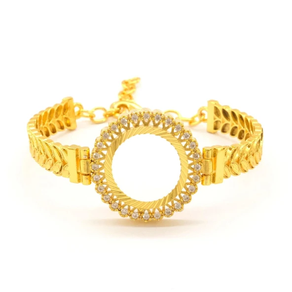 Çeyrek Altın Çerçeve Bileklik Çelik Altın Kaplama Arpa Model-BLZ-642 ürün görseli
