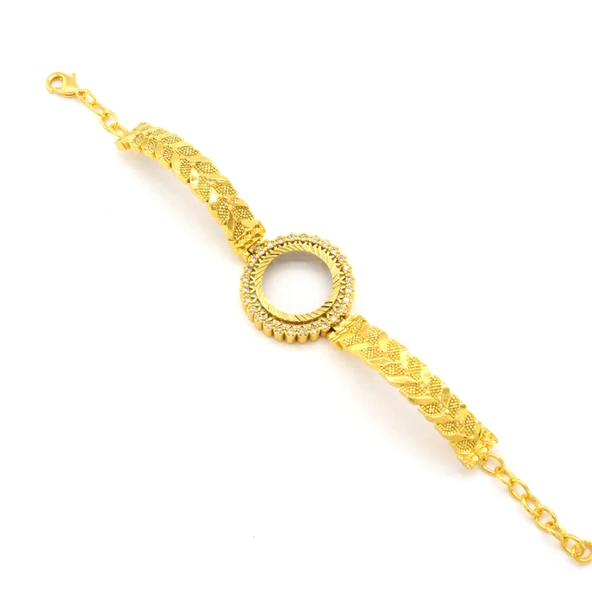 Çeyrek Altın Çerçeve Bileklik Çelik Altın Kaplama BLZ-641 - Resim 3