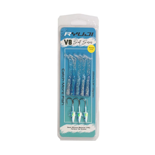 Ryuji V8 Salt 10cm 10gr Silikon Yem Renk : Blue Glitter ürün görseli 1