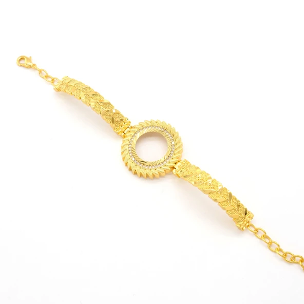 Çeyrek Altın Çerçeve Bileklik Çelik Altın Kaplama BLZ-640 - Resim 3