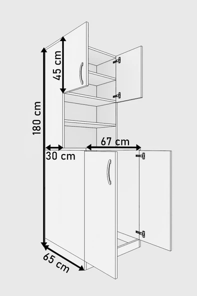 DF03101 Çamaşır Makinesi Dolabı Banyo Boy Dolabı - 10