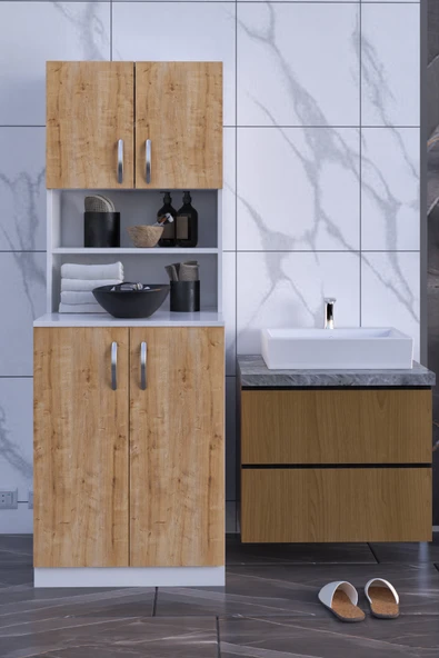 Arya Çamaşır Makinesi Dolabı Banyo Boy Dolabı - 6