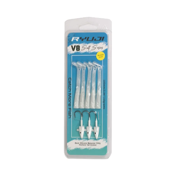 Ryuji V8 Salt 8cm 5,5gr Silikon Yem Renk : White Silver