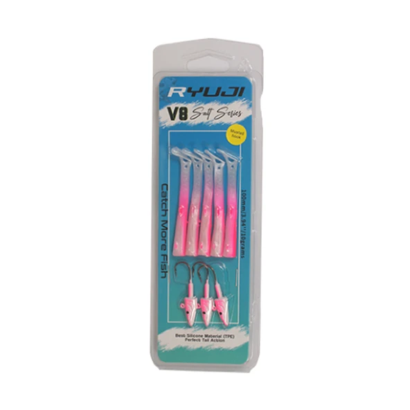 Ryuji V8 Salt 10cm 10gr Silikon Yem Renk : Pink UV
