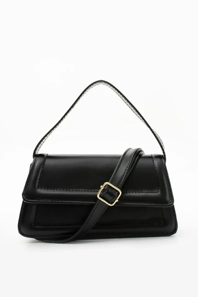 Siyah Kadın Şık Tasarımlı El ve Çapraz Askılı Çantası - 3