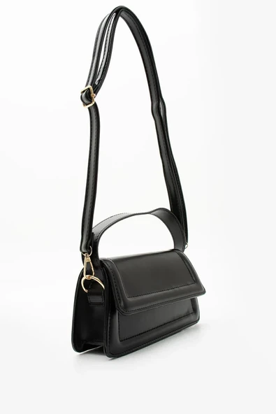 Siyah Kadın Şık Tasarımlı El ve Çapraz Askılı Çantası - 2