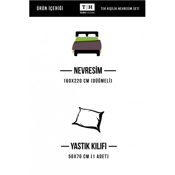 Tabu Home Kaktüslü Gri Tek Kişilik Nevresim Seti - 2