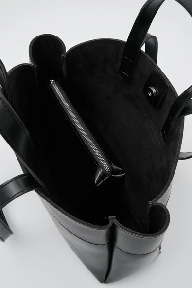 Siyah Fermuarlı Makyaj Çantalı El Ve Kadın Omuz Çantası - 3