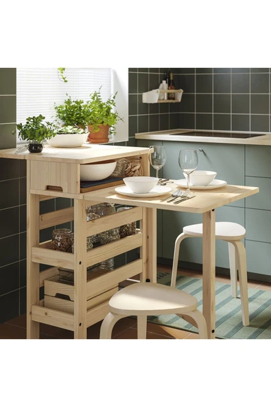 Taşınabilir, Katlanır Mutfak Masası, Çam, 1-2 Kişilik, Katlanabilir - Resim 2