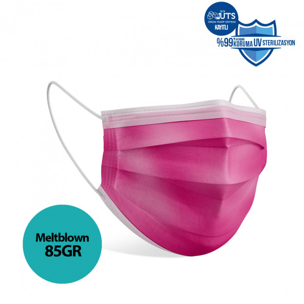 Medizer Meltblown Fuşya Cerrahi Maske - 100 Adet - 2