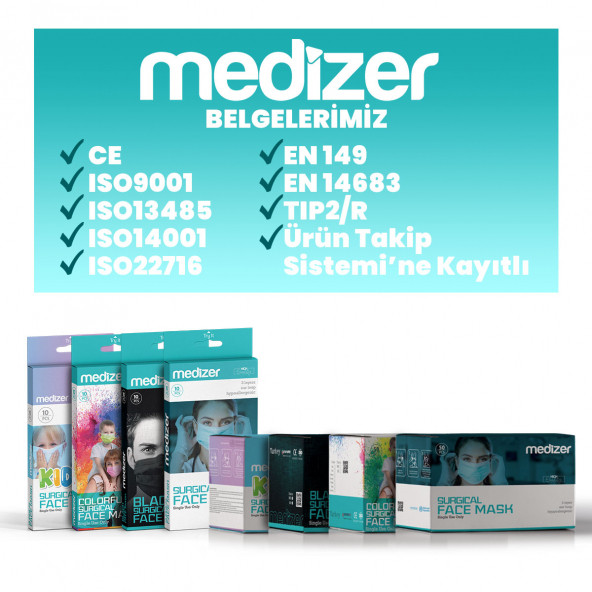 Medizer Meltblown Fuşya Cerrahi Maske - 100 Adet - 5