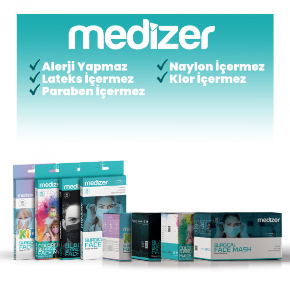 Medizer Meltblown Fuşya Cerrahi Maske - 100 Adet - 6