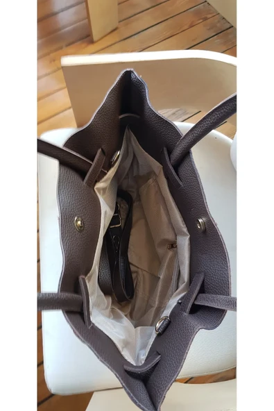 Süet Kemer Detaylı Vişne Çürüğü Kadın el ve Omuz Çantası - 2