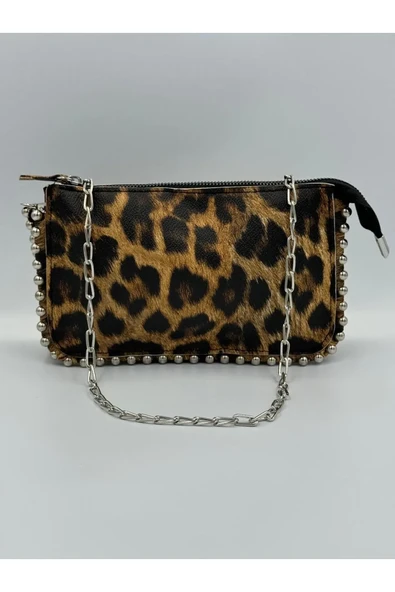 Kadın Yeni Trend Zımbalı Şık Kaliteli Çapraz Askılı Cüzdan Çanta - 2