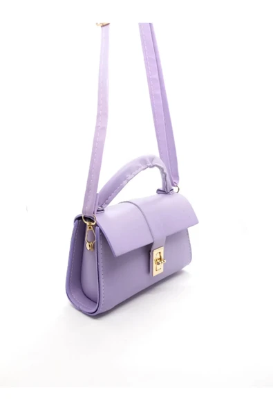 Lila AA001 Suni Deri Çıtçıtlı Ayarlanabilir Askılı Kadın El Kol Ve Omuz Çantası - 2