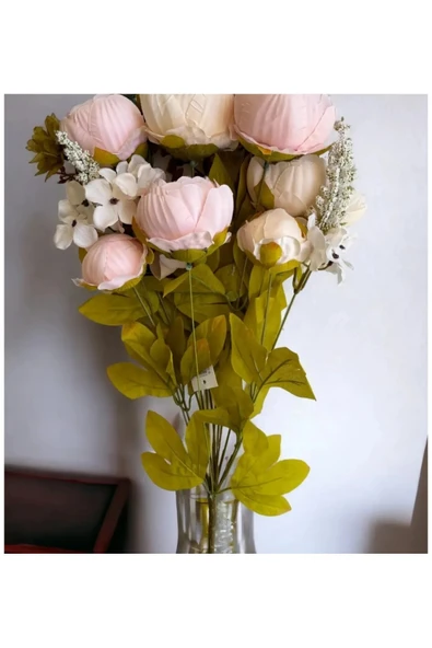 Yapay Pembe Marsilya Gül Demeti 50 cm 8 kafa vazo Saksı özel gün sevgililer gunu - 4