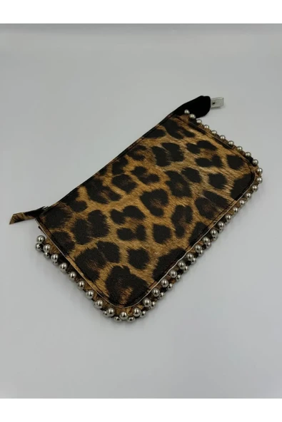 Kadın Yeni Trend Zımbalı Şık Kaliteli Çapraz Askılı Cüzdan Çanta - 3