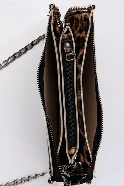 Kadın Yeni Trend Zımbalı Şık Kaliteli Çapraz Askılı Cüzdan Çanta - 5