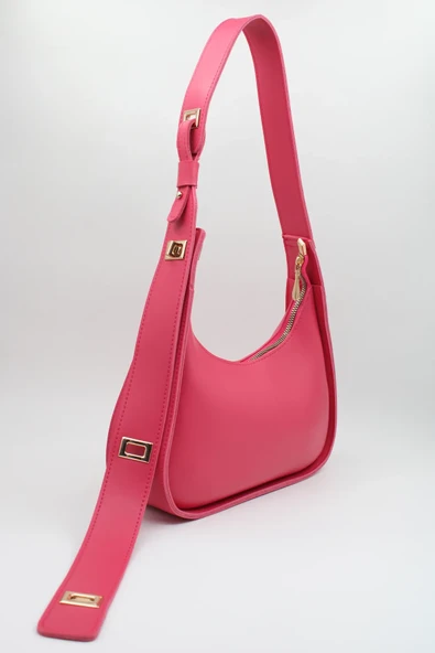 Yeni Sezon Fuşya Kadın Kademeli Askılı Çapraz Baget Omuz Çanta - 2
