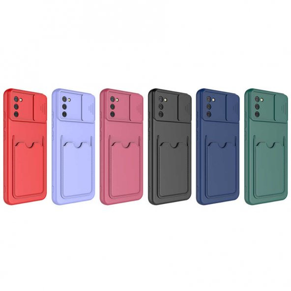 Galaxy A02S Kılıf Deri Görünümlü Kartlıklı Kamera Korumalı Silikon - 2