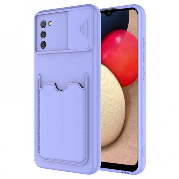 Galaxy A02S Kılıf Deri Görünümlü Kartlıklı Kamera Korumalı Silikon - 3