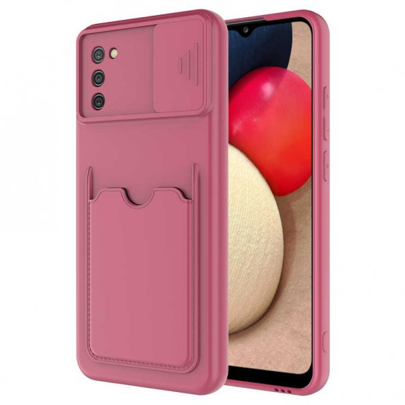 Galaxy A02S Kılıf Deri Görünümlü Kartlıklı Kamera Korumalı Silikon - 4