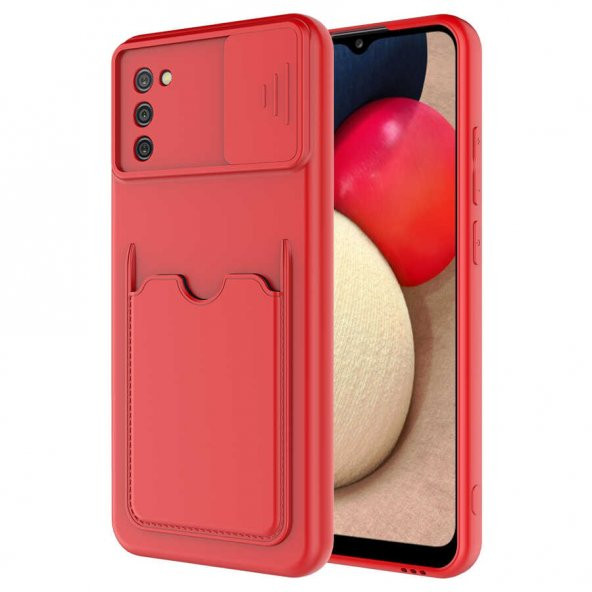 Galaxy A02S Kılıf Deri Görünümlü Kartlıklı Kamera Korumalı Silikon - 7
