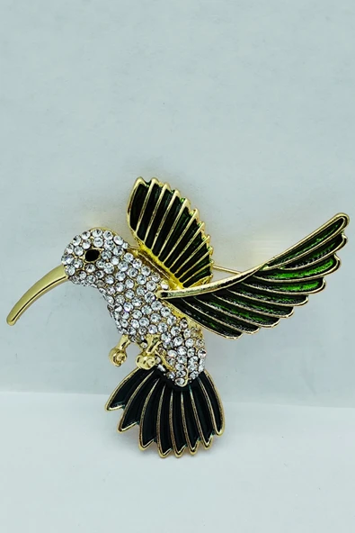 Zümrüt Kanatlı Sinek Kuşu Broş - Resim 3