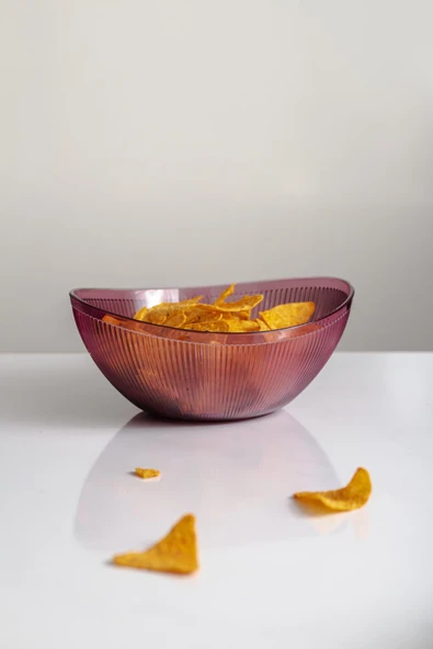 Akrilik Barok Mürdüm Orta Boy Oval Meyve & Salata Kasesi & Karıştırma Kabı / 1,6 Lt  (CAM DEĞİLDİR) - 4