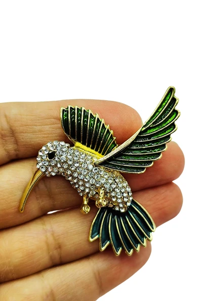 Zümrüt Kanatlı Sinek Kuşu Broş - Resim 2