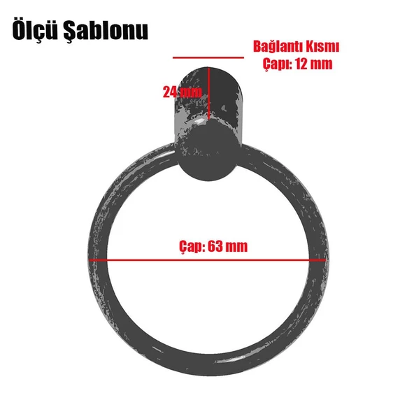 Cordia Sarkaç Mobilya Mutfak Çekmece Dolap Dolabı Kulpu Kulbu Mat Siyah Metal Halka Kulp (4 ADET) - 3