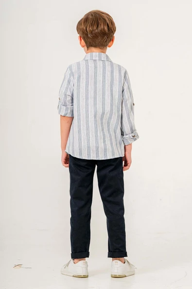 Uzun Kol & Body'li Gabardin 3 Parça Erkek Çocuk Gömlekli Takım - 9