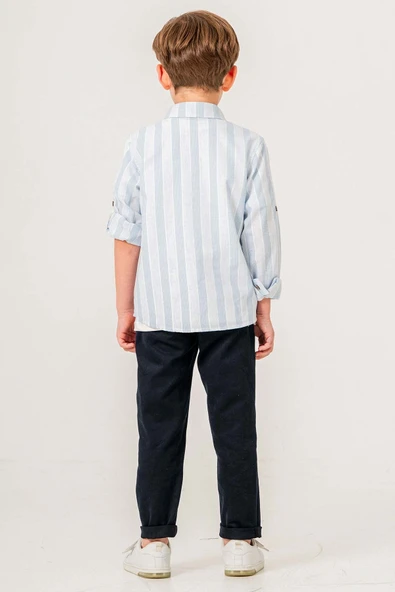 Uzun Kol & Body'li Gabardin 3 Parça Erkek Çocuk Gömlekli Takım - 5