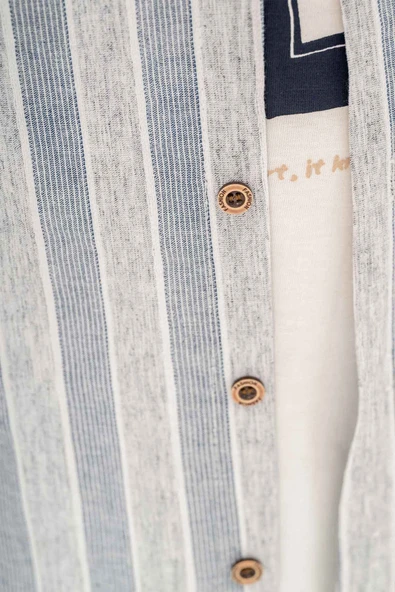 Uzun Kol & Body'li Gabardin 3 Parça Erkek Çocuk Gömlekli Takım - 7