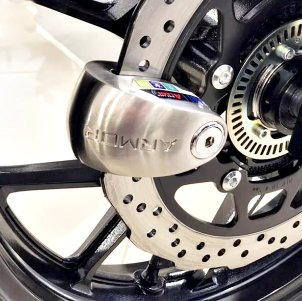 Armor 614 MVA Alarmlı Motorsiklet Disk Kilidi Mil Çapı 14mm Paslanmaz Çelik - Resim 4