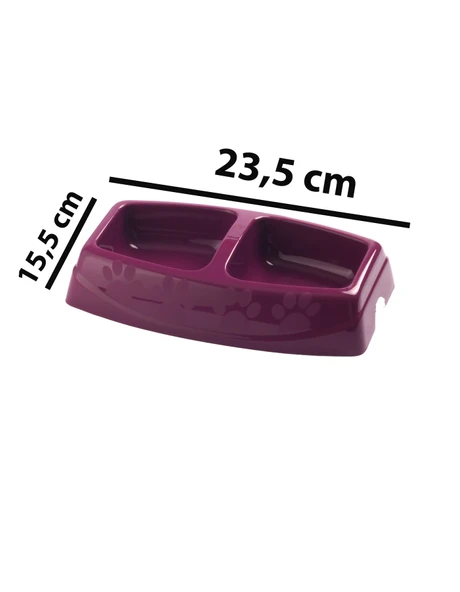 2'li Küçük Yavru Kedi Mama ve Su Kabı 23,5 x 15,5 cm Plastik - 2