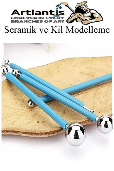 Top Uçlu Seramik ve Kil Modelleme Seti 4 lü 1 Paket Polimer Kil Şekillendirme Çömlek Oyma Çiçek Marzipan Mandala Top Ütü - 5