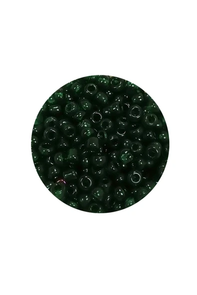 Dökme Cam Kum Boncuk (8/0) 3 mm - 20 Gram - Şeffaf Koyu Yeşil - BNC155 - 2
