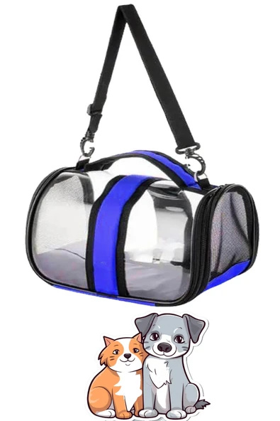 Flybag Kedi Köpek Kuş Seyahat Taşıma Çantası Şeffaf Omuz Askılıklı Evcil Hayan Çantası Mavi