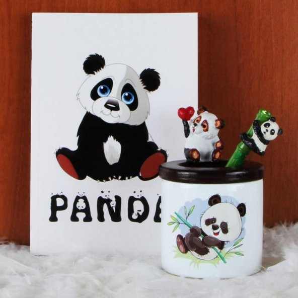 Panda Seramik Kalemlik Panda Defter Panda Kalem Seti