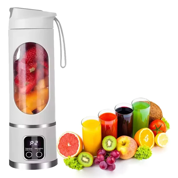 POWERMASTER PM-25963 450ML SHAKEN TAKE KİŞİSEL SMOOTHİE TAŞINABİLİR BLENDER MEYVE SIKACAĞI ŞARJLI BEYAZ - 3