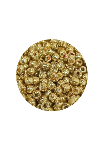 Dökme Cam Kum Boncuk (8/0) 3 mm - 60 Gram - Altın Rengi - BNC185 - 2