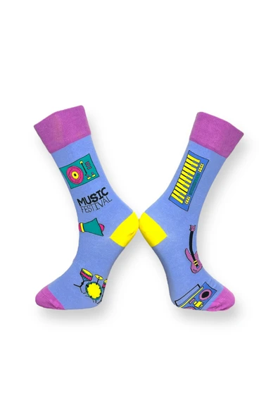 3'lü Unisex Esnek Nem Alabilen Pamuklu Renkli Ve Desenli Soket Çoraplar - Resim 7