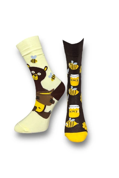 4'lü Unisex Esnek Nem Alabilen Pamuklu Renkli Ve Desenli Soket Çoraplar - Resim 4