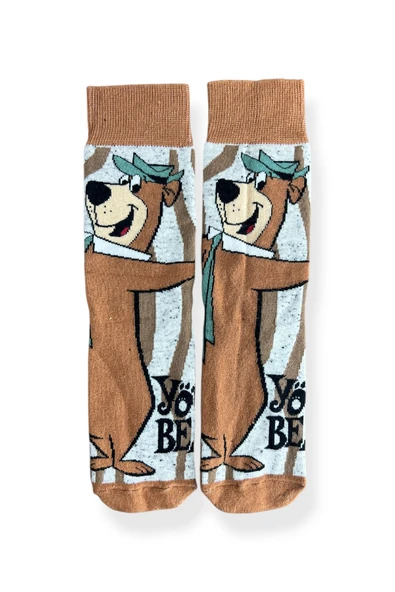 Tekli Unisex Anime Desenli Kahverengi Esnek Nem Alabilen Pamuklu Çorap ürün görseli