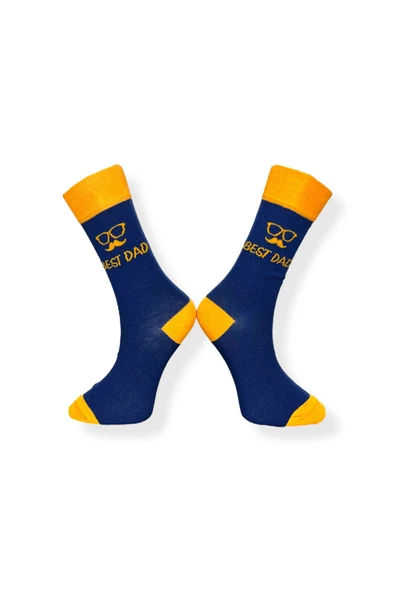 Tekli Unisex Düz Lacivert Renkli Esnek Nem Alabilen Pamuklu Çorap - Resim 2