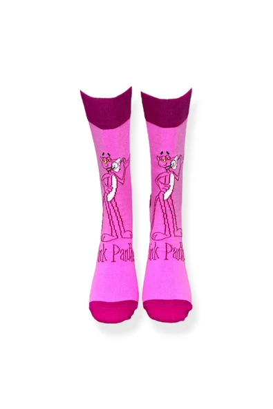 Tekli Unisex Anime Desenli Pembe Renkli Esnek Nem Alabilen Pamuklu Çorap - Resim 4