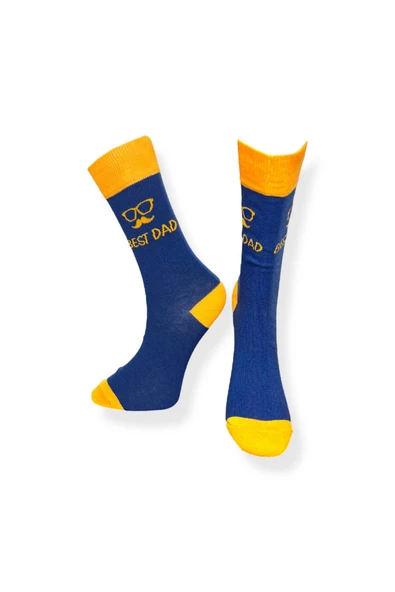 Tekli Unisex Düz Lacivert Renkli Esnek Nem Alabilen Pamuklu Çorap - Resim 3