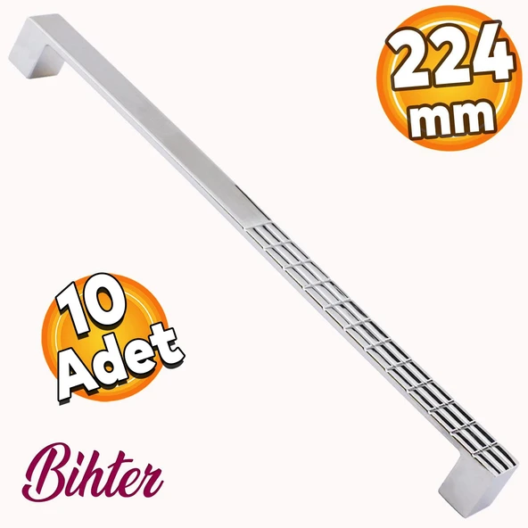 10 Adet Bihter Mobilya Mutfak Dolabı Çekmece Dolap Kapak Kulpu Kulbu Metal Krom (224 MM-22.4 CM)
