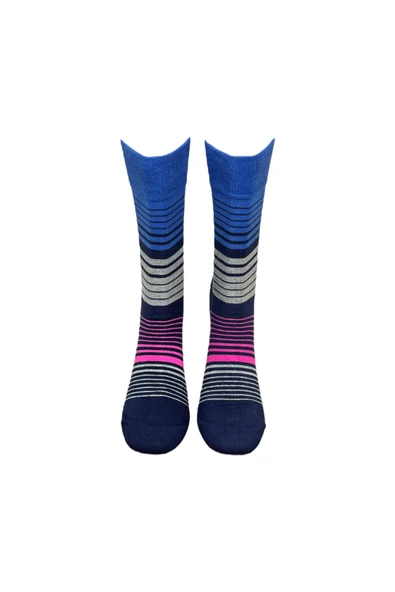 2'li Esnek Nem Alabilen Pamuklu Renkli Ve Desenli Soket Çoraplar - Resim 4